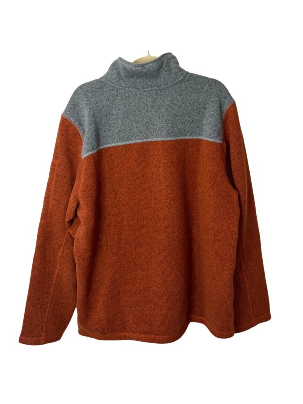 The North Face Mens XL Fleece Pullover 1/4 Zip Rust Orange & Gray Logo - Picture 2 of 7